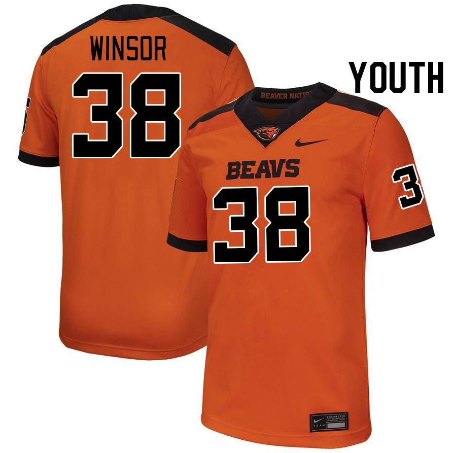 Youth #38 AJ Winsor Oregon State Beavers College Football Jerseys Stitched-Orange